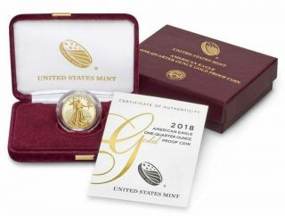 2018 W $5 1/10th Oz Gold American Eagle Proof - Ogp With The