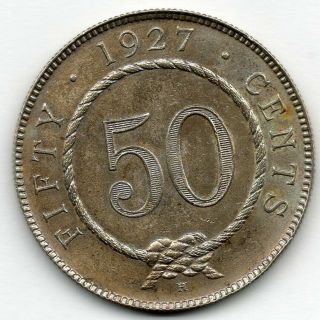 Sarawak 50 Cent 1927 H (50.  0 Silver) Coin