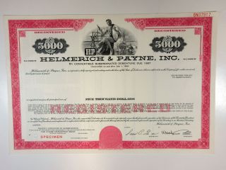 Helmerich & Payne,  Inc. ,  1980s $5,  000 Registered 5 Specimen Bond,  Xf Scbnc