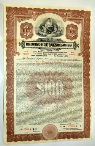 Providence Of Buenos Aires,  1935 $1,  000 Specimen 4 1/4 Bond,  Vf - Xf Abnc - Brown
