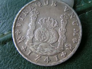 1741 8 Reales Philip V Mexico City Mf Pilar Dollar Lovely Piece Almost Unc