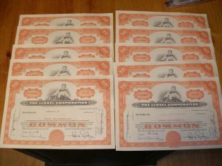 Of 10.  Lionel Corporation Stock Certificate " Orange " 1968 - 1969