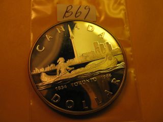 Canada Rare 1984 Silver Dollar Commemorating 150 Years City Of Toronto Id B69.