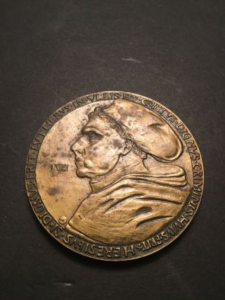 Large Martin Luther Bronze Commemorative Medal 500 Years 1983 2 - 1/2 Inches