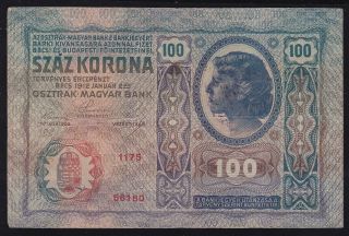 AUSTRIA / HUNGARY EMPIRE - - 100 KRONEN 1912 - SEAL / OVERPRINT - - VRLIKA - - - - RR 2
