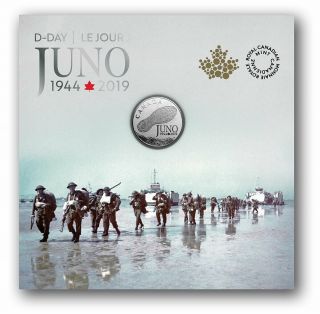 2019 Canada 75th D - Day Juno Beach 99.  99 Pure Silver Coin Wwii War History D - Day