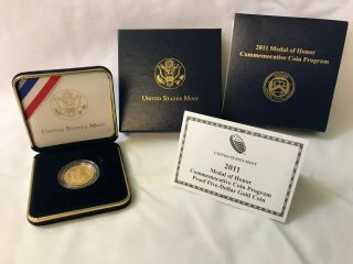 U.  S.  2011 Medal Of Honor Commemorative Coin Program - $5.  00 Gold Proof