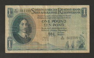 South Africa,  1 Pound Banknote,  (1953),  Choice Fine,  Cat 93 - E