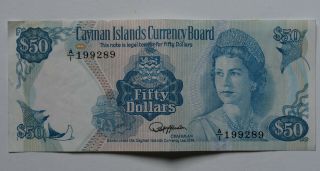 1974 $50 Cayman Island Currency Board Note Queen Elizabeth Fifty Dollars Choice