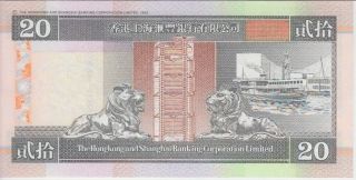 Hong Kong Banknote P201d - 1894,  20 Dollars 1.  1.  1998,  HSBC,  UNC 2