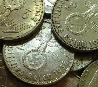 World War 2 Silver Nazi Coin Ww2 German Third Reich Army Art Old Silver Eagle Us