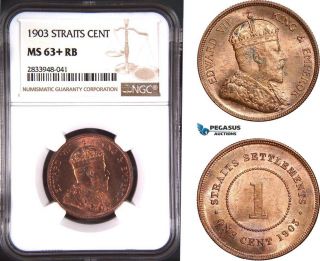 Ad916,  Straits Settlements,  Victoria,  1 Cent 1903,  Ngc Ms63,  Rb
