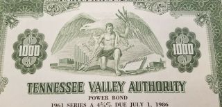 Tennessee Valley Authority Bond Stock Certificate Tva