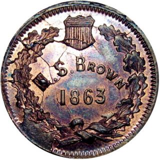 1863 York City Civil War Token M S Brown Die Cracks Cud Error