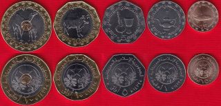 Mauritania Set Of 5 Coins: 1/5 - 20 Ouguiya 2017 Unc