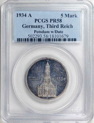 Germany 1934 A 5 Mark / Five Reichsmark Proof.  Pcgs Pr - 58.  Potsdam.