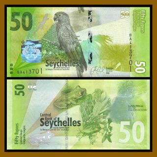 Seychelles 50 Rupees,  2016 P - 49 Parrot Lizard Frog Unc