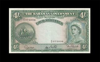 1953 British Colony Bahamas Qeii 4 Shillings Consecutive 1 Of 2 ( (aunc))