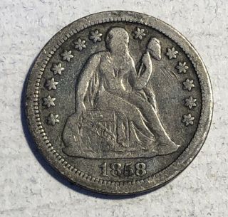 1858 Seated Liberty 10c Dime
