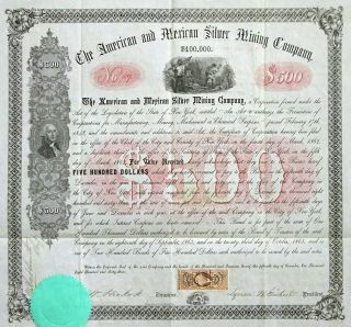 1863 York: The American and Mexican Silver Mining Company - $500 Bond 2