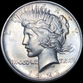 1921 Silver Peace Dollar Highly Uncirculated High Relief Philadelphia $1 Coin Nr