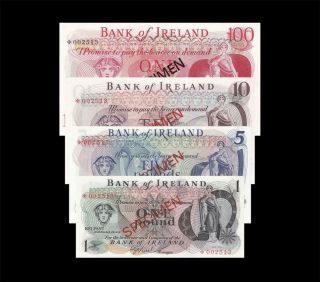 1977 Bank Of Ireland Belfast 1,  5 10 & 100 Pounds Specimen Set ( (gem Unc))