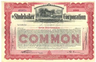 Studebaker Corporation.  Stock Certificate