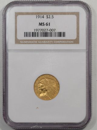 1914 $2.  50 Indian Head Gold Ngc Ms - 61