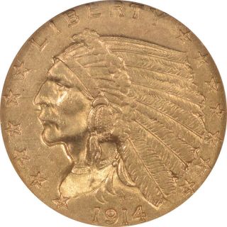 1914 $2.  50 INDIAN HEAD GOLD NGC MS - 61 2