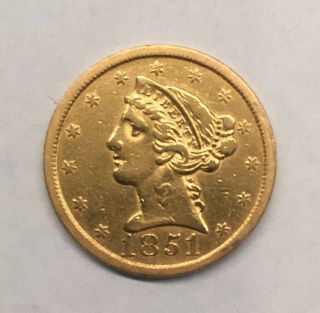 1851 Liberty Head $5 Gold Coin