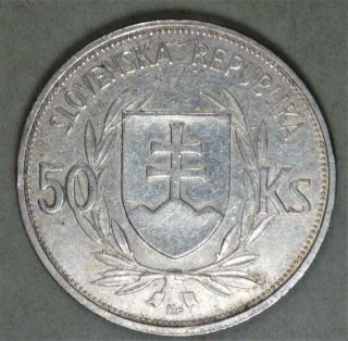 Slovakia 1944 50 Korun Silver Coin