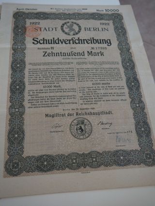 German Bond,  2 Bond,  1922,  10,  000 Marks 3