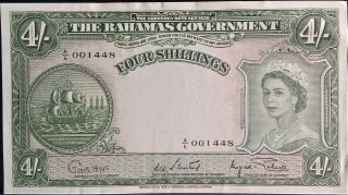 British Bahamas 4 Shillings P 13 Queen Elizabeth Qeii 1953 Unc Pmg 100