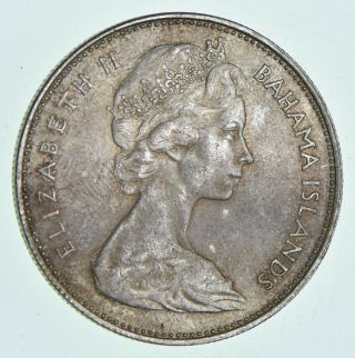 Silver World Coin - 1966 Bahama Islands 1 Dollar - World Silver Coin 18.  2g 022