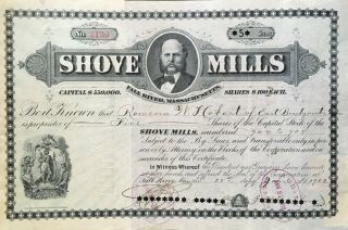 Shove Mills,  Fall River Massachusetts Stock 1902 Taunton River Textile Mill 1875