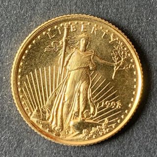 1998 $5 1/10 Oz Gold American Eagle In Mount