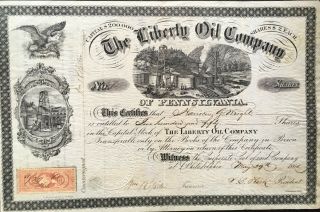 Liberty Oil Company Of Pennsylvania Stock 1865.  Pa.  Early Oil Company.
