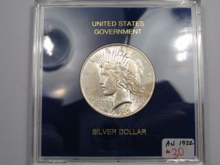 Us Government Au 1922 Silver Peace Dollar.  30