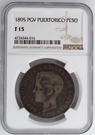 Puerto Rico 1895 Peso Ngc F15