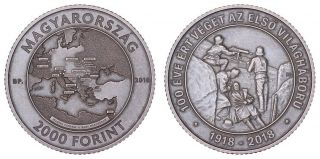 Xe.  129} Hungary 2000 Forint 2018 / 100th Anniversary Of The End Of Wwi / Unc