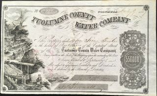 Tuolumne County Water Co Stock 1857 Ca Gold Rush Stanislaus River Flumes Beauty