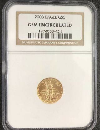 2008 Eagle G$5 1/10 Ounce Gem Uncirculated Ngc