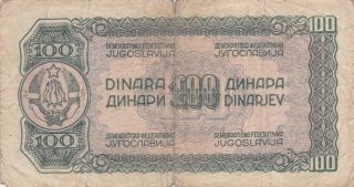 100 DINARA VG BANKNOTE FROM YUGOSLAVIAN PARTIZAN ARMY 1944 PICK - 53 2