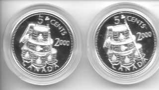 Canada 2000 5 Cents 2 Sterling Silver Commemorative Coins Km - 400 Proof Cased&coa