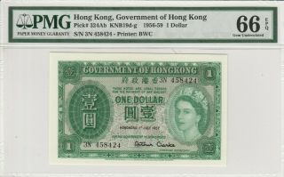 Government Of Hong Kong (queen Elizabeth Ii) 1957 $1,  Pmg 66