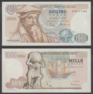 Belgium 1000 Francs 1973 (xf) Banknote Km 136