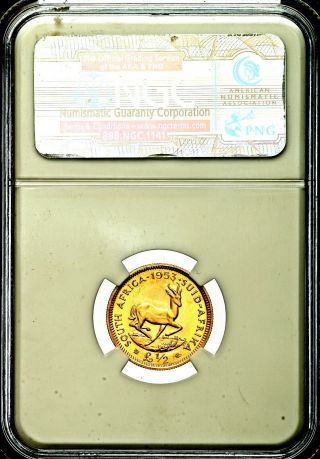 1953 Elizabeth II South Africa Gold Proof Half Sovereign 1/2 Pound £1 NGC PF66 4