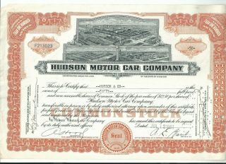 Hudson Motor Car Company Stock Certificate 1951
