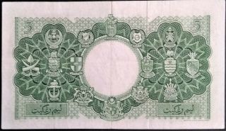 Malaya British North Borneo:$5 Dollars P 2 1953 Queen Elizabeth QEII Crisp EF 2