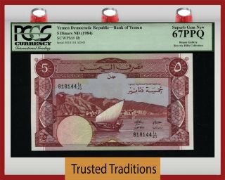 Tt Pk 8b 1984 Yemen Democratic Rep 5 Dinars " Camel Head " Pcgs 67 Ppq Gem